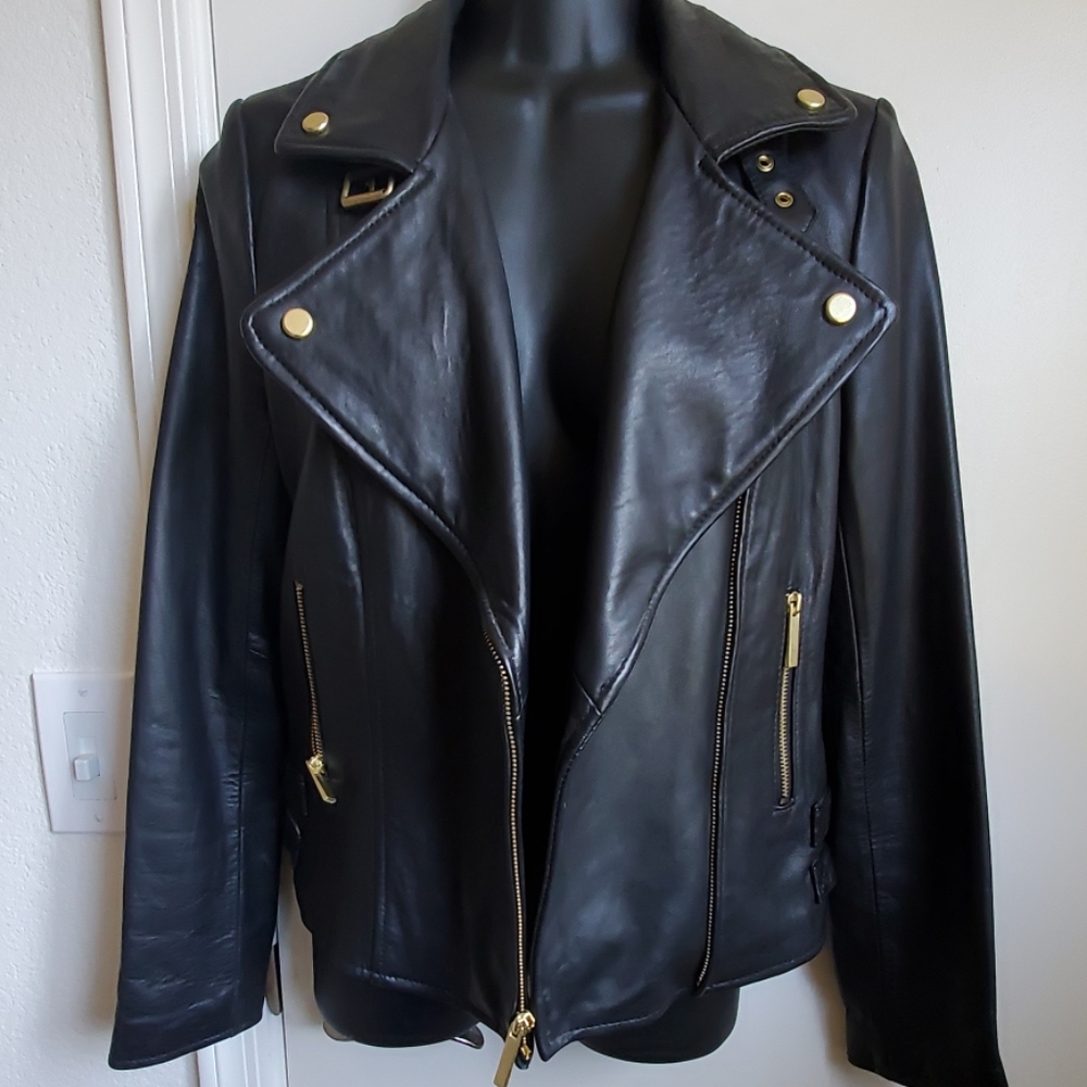 VS Moda International Black Leather Jacket XS